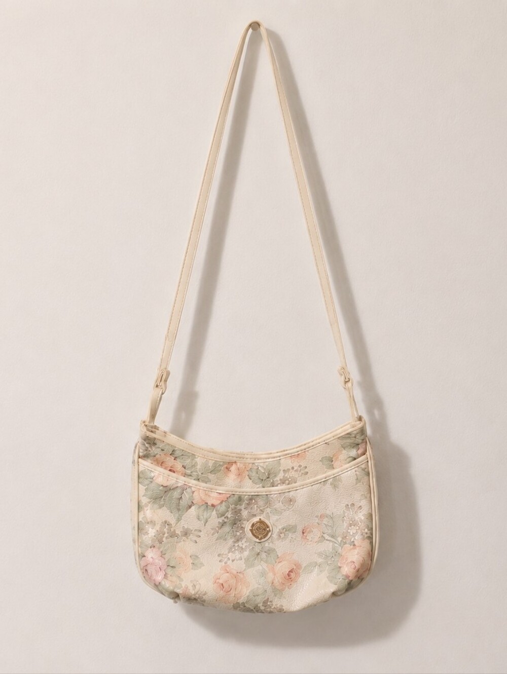 90s Floral Cream Crossbody/Shoulder Bag